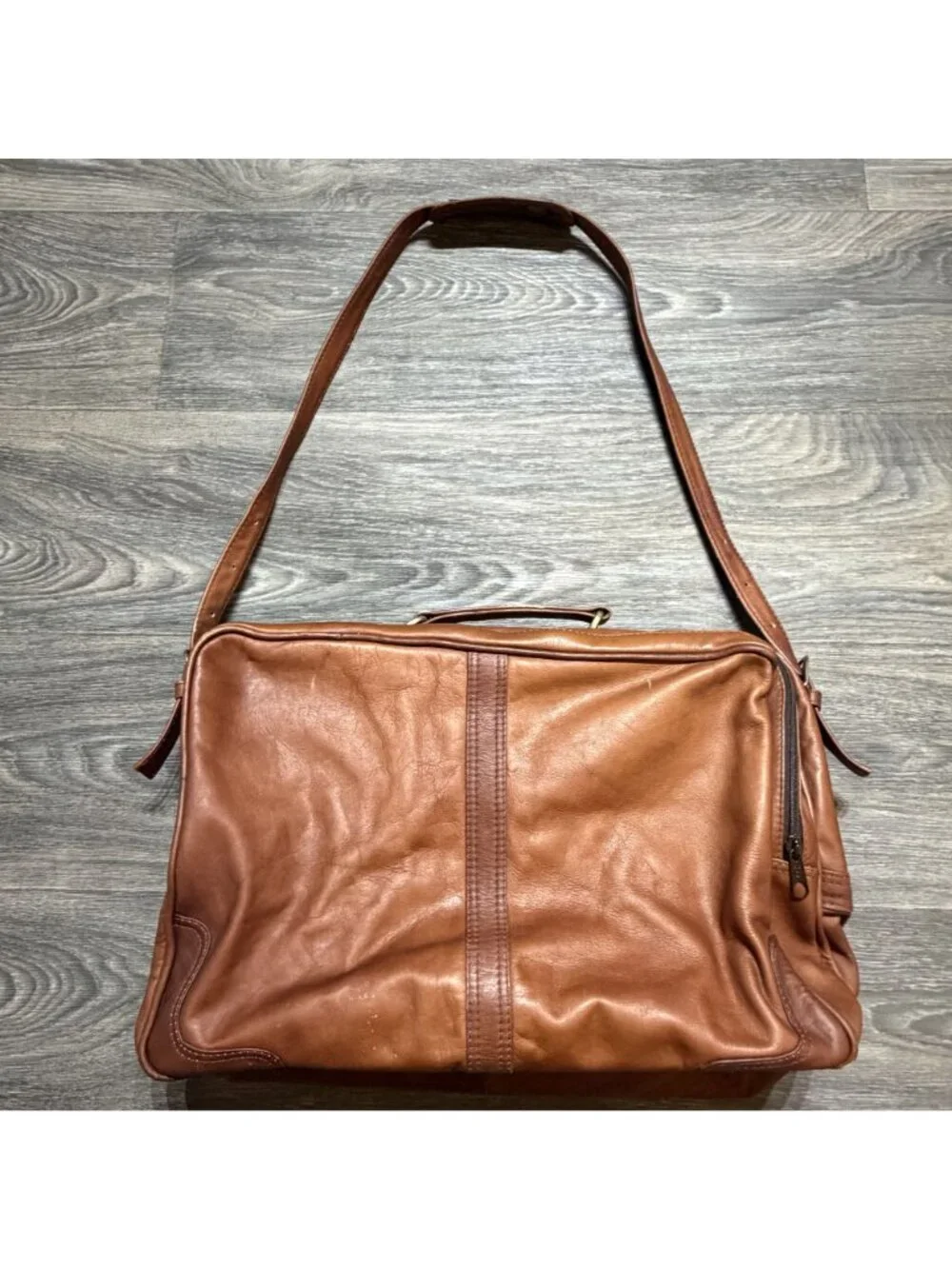 Yury Bags Colombian Leather Briefcase Messenger Crossbody Satchel Cognac Vintage